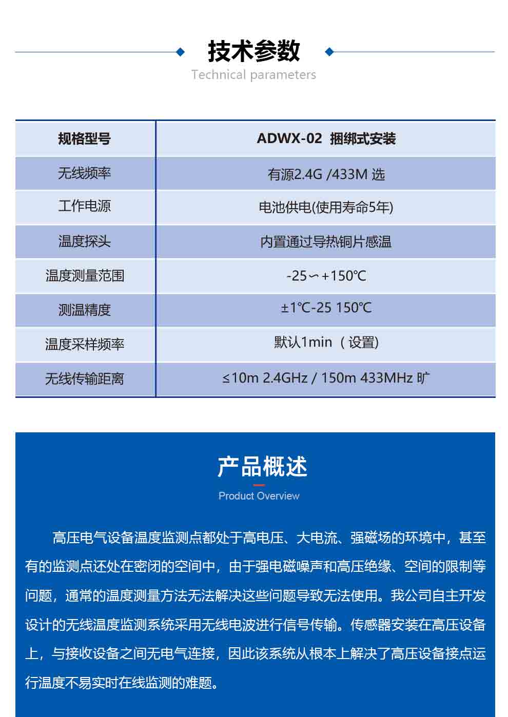 表带式有源无线温度传感器